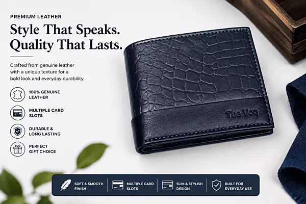 Premium Two-Tone Crocodile Print Genuine Leather Wallet for Men CL-1