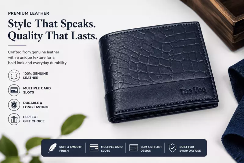 Premium Two-Tone Crocodile Print Genuine Leather Wallet for Men CL-1