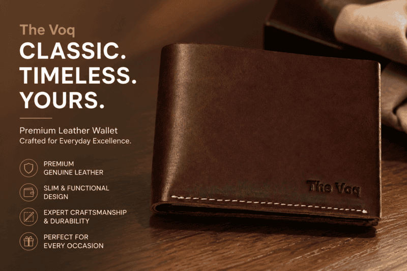 Brown Leather Men’s Wallet – Slim Bifold Classic Casual Wallet R-1